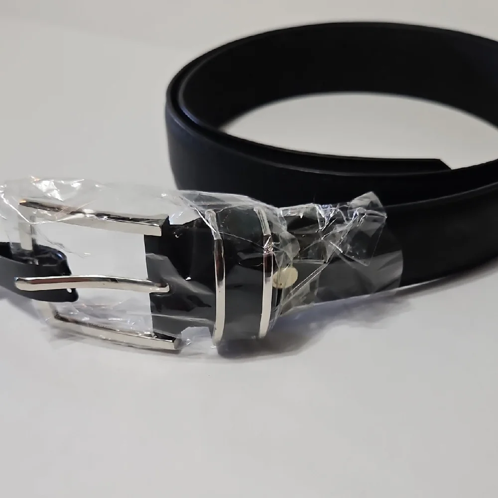 Men's Matte Black Wide Leather Belt Size M 36 - Picture 1 of 9